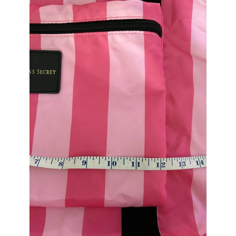 Victoria's Secret Black Pink Stripe Weekender, Make Up Bag And Umbrella Set Bags